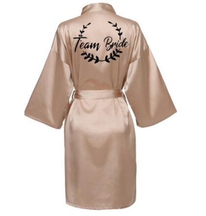 Hochzeit Party Team Braut Kleid mit Schwarz Briefe Kimono Satin- Pyjama Brautjungfer Bademantel SP021