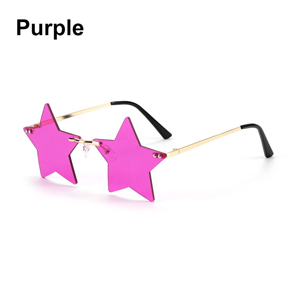 Gafas de sol clásicas con forma de estrella para hombre y mujer, lentes de sol sin montura, transparentes, a la , color océano: purple