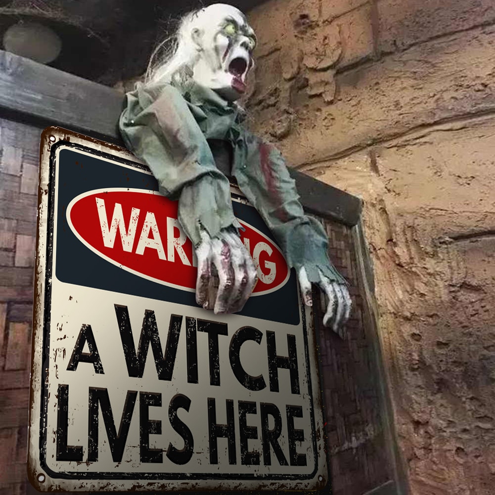Halloween Warning Signs Sticker Self-adhesive Horror Wall Sticker Party Decorative