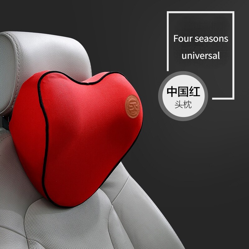 Car Neck Pillows Heart-shaped Memory Foam Soft and Slow Rebound Head Pillow To Relieve Head Pain Automotive General: Red