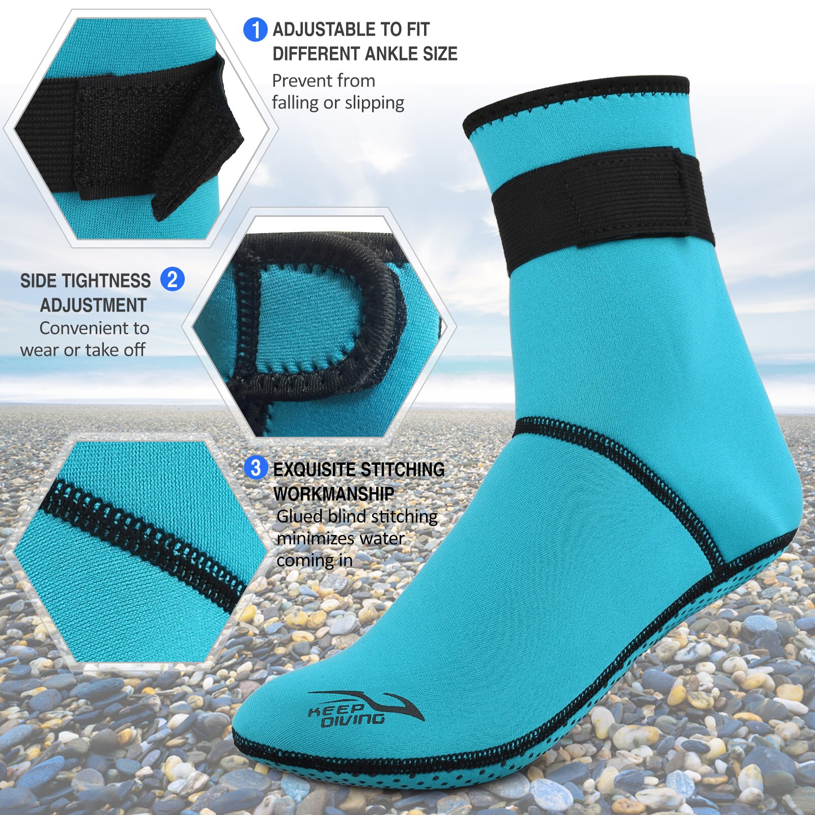 Calcetines de buceo de neopreno de 3mm, botas térmicas antideslizantes, cómodos y ligeros, para Rafting, esnórquel y playa