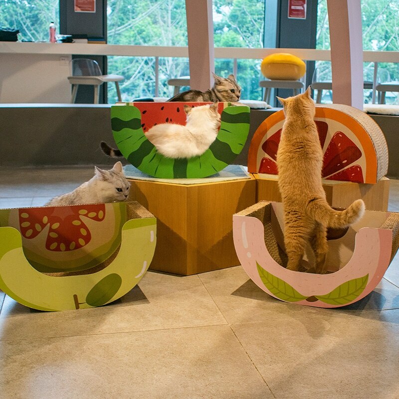 Cat Scratcher Board Mat Cat Scratch Pad for Sharpen Nails Scraper Kitten Pet Products Fruit Shape Style CW336