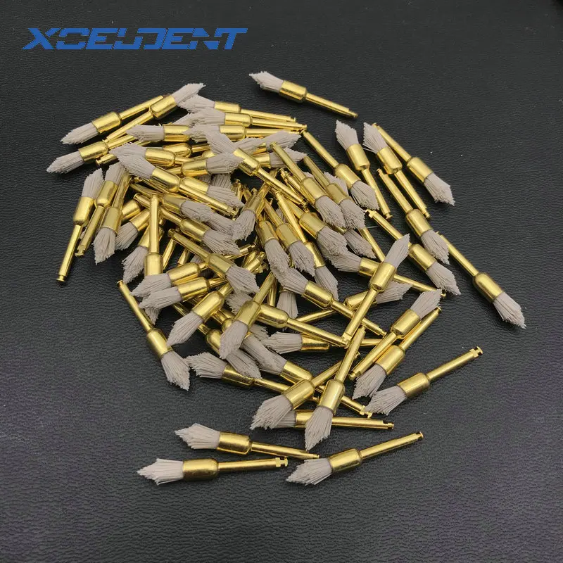 Cepillo de pulido Dental, pestillo de nailon de carburo de silicio, pulidor plano, cepillos de proofia, cerdas, Material de odontología, 50 Uds.: Verde