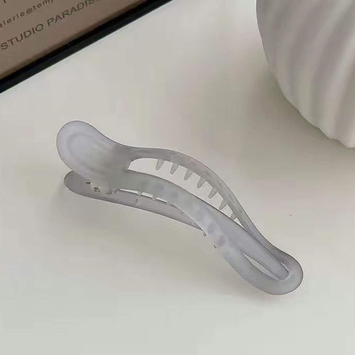 Acryl Matte Eendenbek Haar Klauwen Haarspeldjes Boog Effen Kleur Haar Clips Haaraccessoires Voor Vrouwen Haarspeld Paardenstaart Hoofddeksels: GRIJS