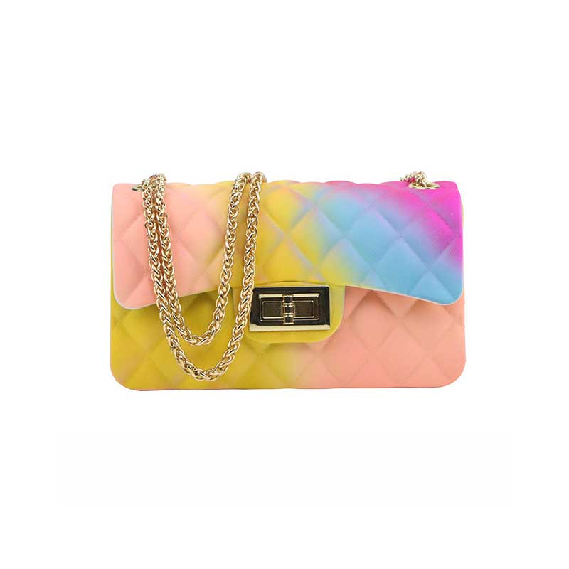 Color bag mini sweet wind mill sand jelly bag ling coloured drawing or pattern plaid one shoulder chain worn handbag: color small 05