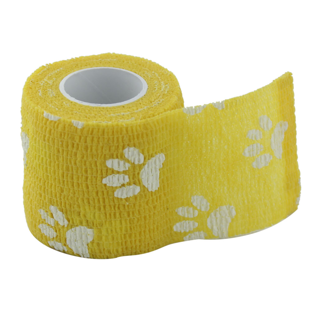 5 Rolls Cat Dog Pet Cohesive Bandage Gauze Tape Wrap Claw Print 5cm