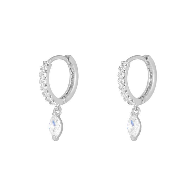 Roxi vanddråbe zirkonkrystaller hoop øreringe til kvinder piger bryllupsfest 925 sterling sølv pendientes ørering: Sølv