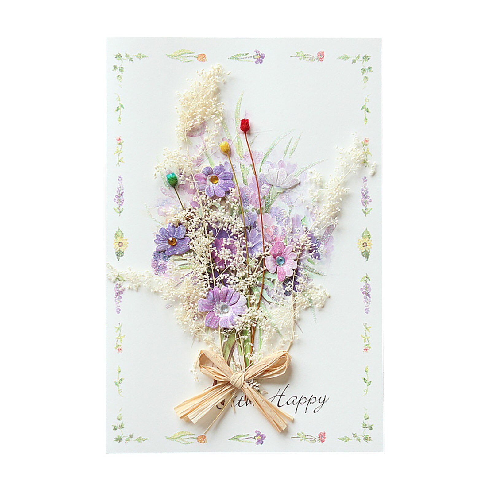 Creatieve Gedroogde Bloemen Enkele Pagina Type Wenskaart Verjaardag Party Trouwkaarten Moederdag Wenskaart Voor mom: A