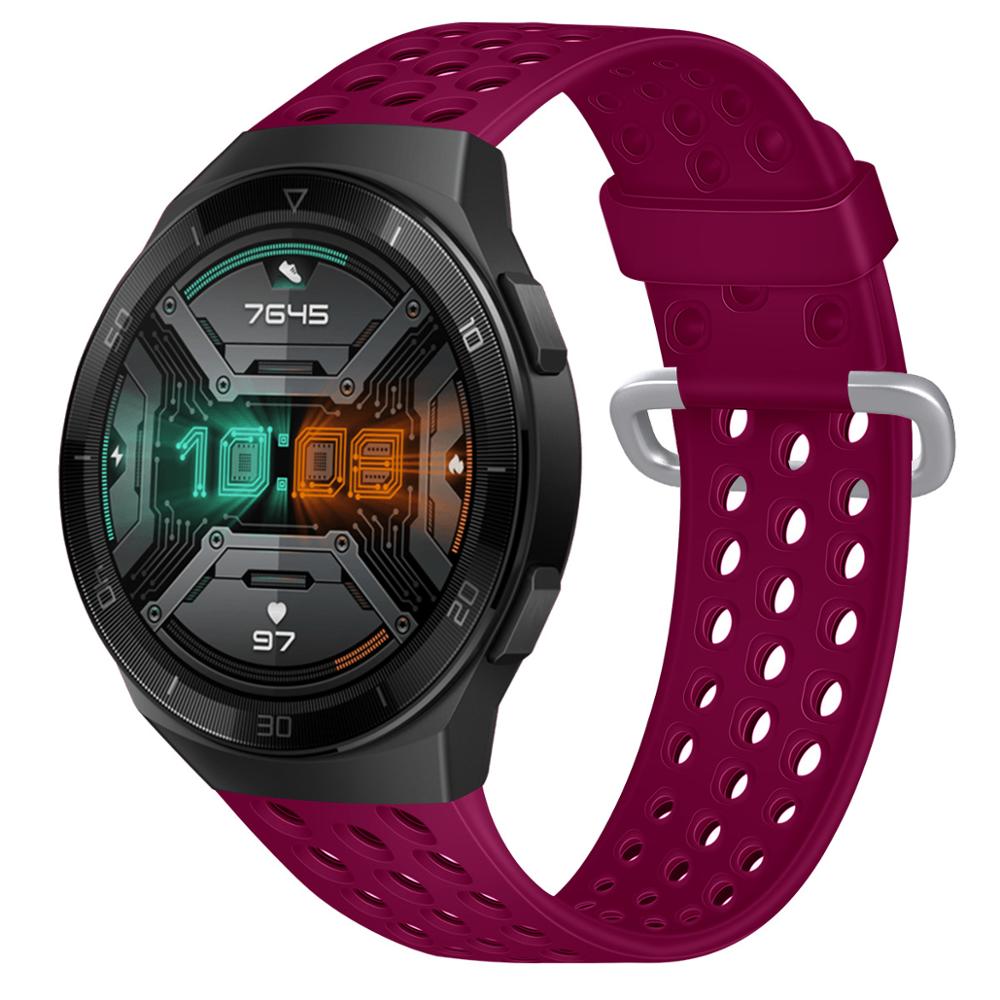 22mm armbånd silikon pustende reim huawei klokke  gt 2e bånd for huawei  gt2 46mm klokke rem erstatning armbånd tilbehør: Vinrød / For huawei  gt 2e