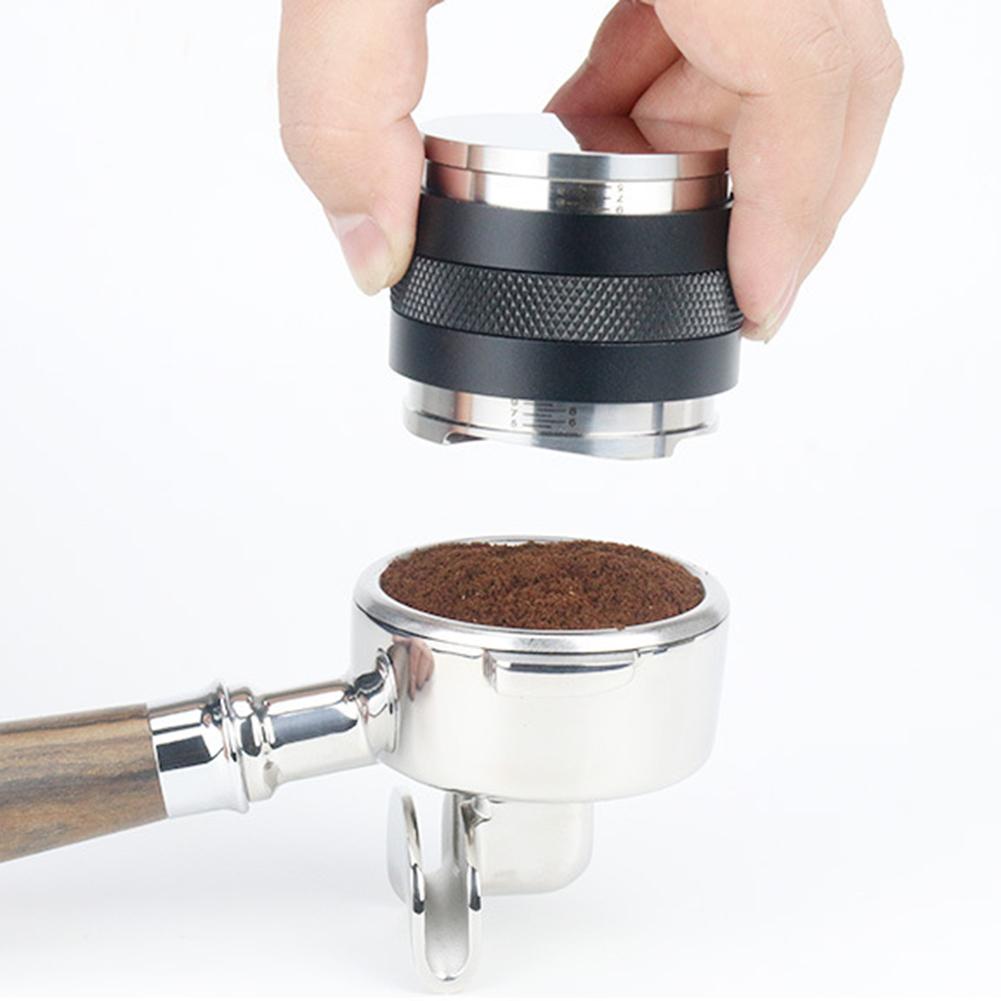 Prensa de café Espresso de acero inoxidable ajustable, herramienta de distribución de hilo Base de tres en ángulo, 51/53/54/58/58.35mm
