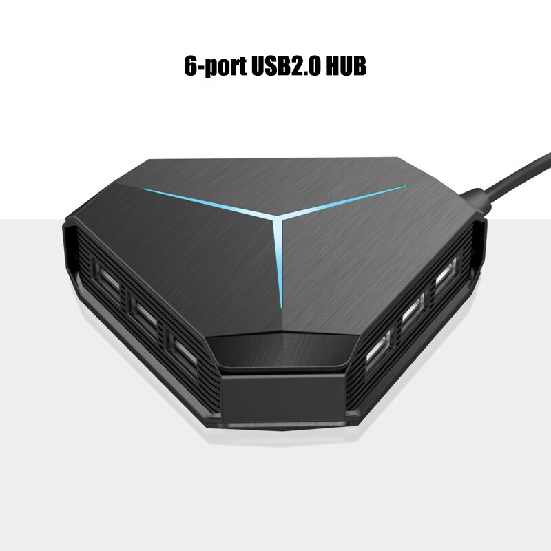 6 Port USB 2.0 3.0 Hub With TF SD Card Reader Mic AUX Cool Light Charging Splitter for Multi-device Desktop Laptop: Style1 USB2