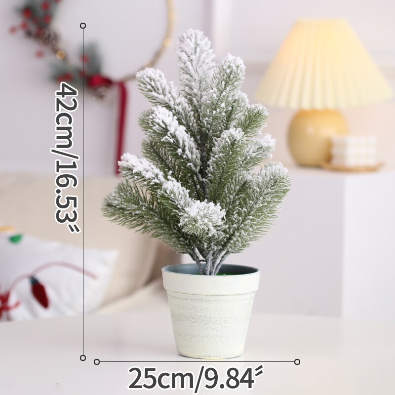 Korean Ins White Flocking Mini Christmas Tree Simulation Tree Layout Scene Props Desktop Ornament Christmas Decoration: F