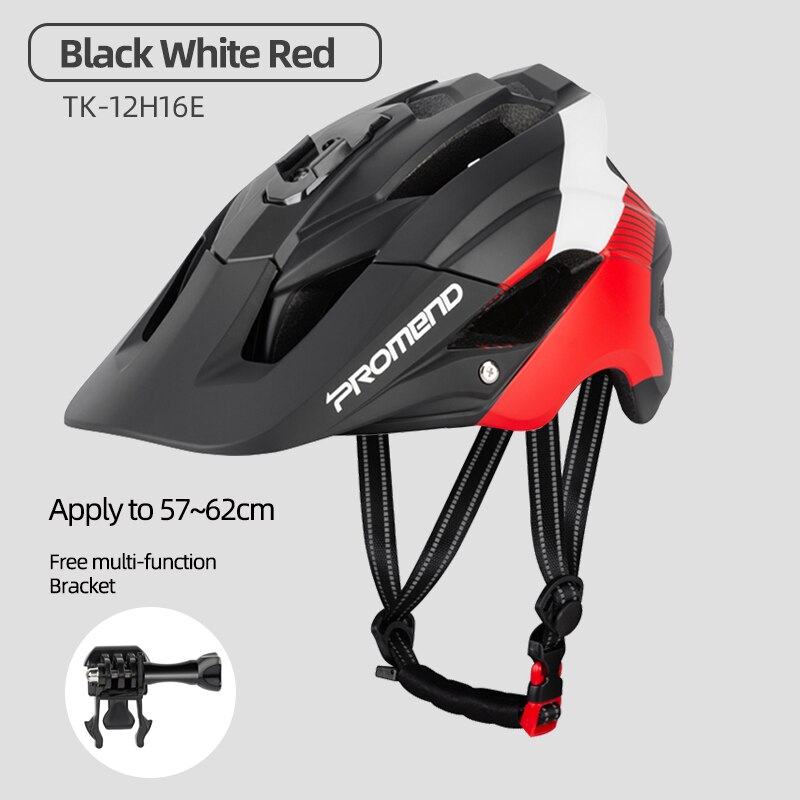 PROMEND – casque de vélo de descente, lumières LED, gopro, support de caméra, pour cyclisme sur route, Sport de plein air, équitation, pour hommes: Black R