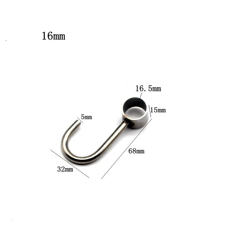 Thickened stainless steel casing hook through pipe hook movable hook kitchen hanging rod hook hanger rack row hook: Silver / 16mm