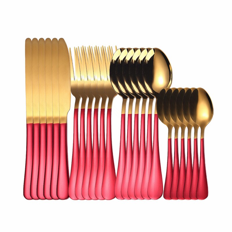 Roze Goud Bestek Set Roestvrij Stalen Bestek Set 24Pcs Keuken Servies Sets Vorken Lepels Messen Volledige Servies