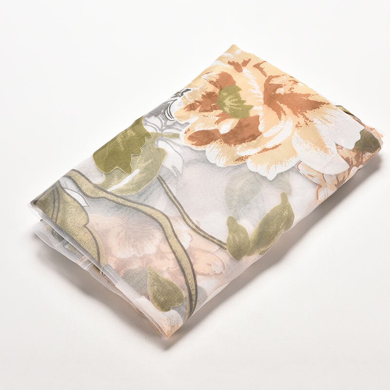 Mengxiang bloemenstof transparante tule gordijnen voor woonkamer kinderen slaapkamer keuken deur gordijnen voor raam zwarte cortinas: Beige