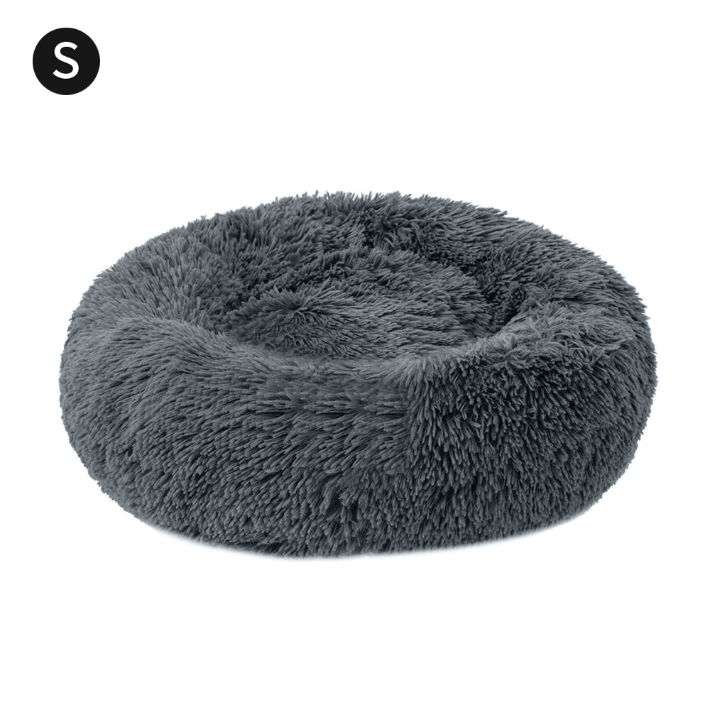 Ronde Pluche Kat Bed Huis Zachte Lange Pluche Kat Bed Ronde Hond Bed Voor Honden Katten Nest Winter Warm slapen Bed Puppy Mat: 5 / 60cm
