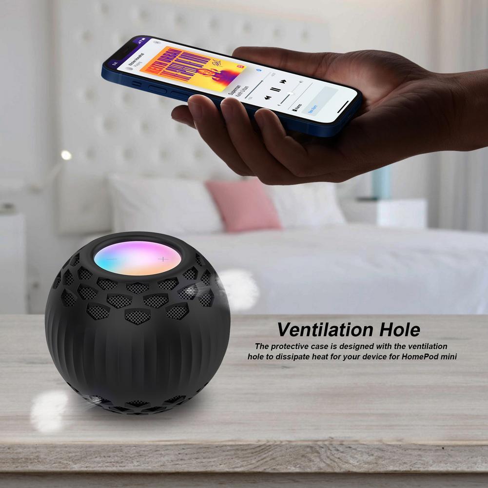 Høyttalersilikonetui mykt beskyttende skall fallbestandig støtsikkert støvtett beskyttelsesdeksel til apple homepod mini-høyttaler