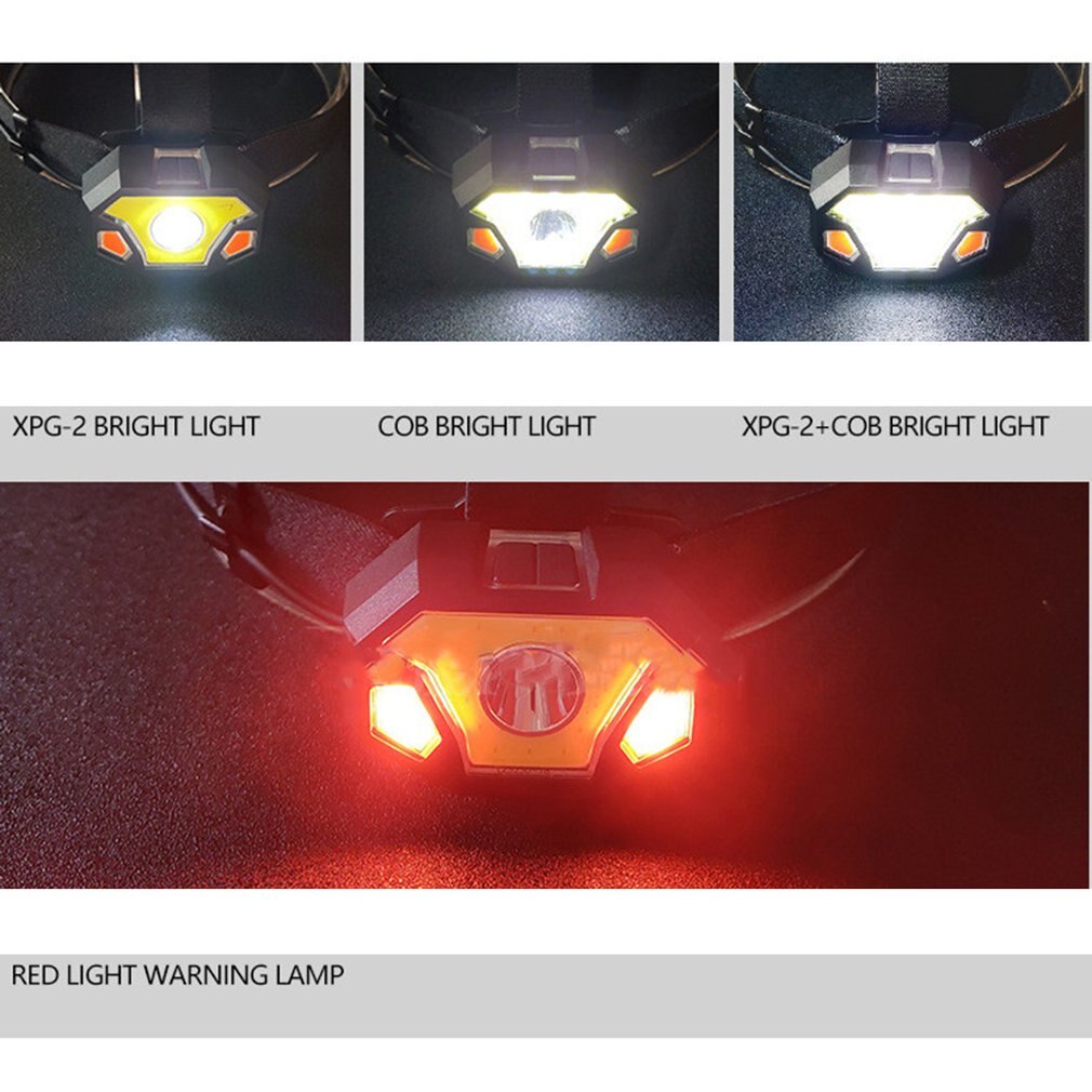 Outdoor LED Red Light Warning Headlight Portable Mini Headlight Life Waterproof Powered Lighting Night Headlight