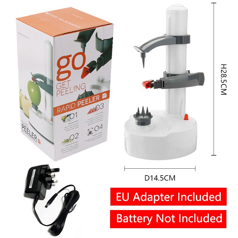 Automatische Elektrische Kartoffel Schäler Multifunktions Obst Gemüse Schäler Peeling Cutter Kochen Werkzeug Küche Spielereien Zubehör: Weiß UK Adapter