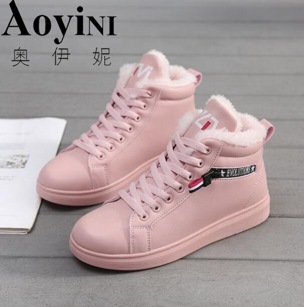 bottes d'hiver femmes bottines chaudes hiver femme chaussures Sneakers appartements à lacets dames chaussures femmes bottes de neige courtes