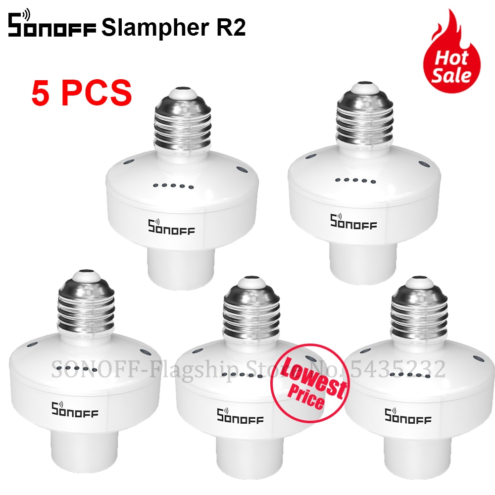 1/5Pcs Itead Sonoff Slampher R2 E27 Wifi Lamp Houder Lichtschakelaar Smart Lamphouder Werkt Met Sonoff RM433 Alexa Google Thuis