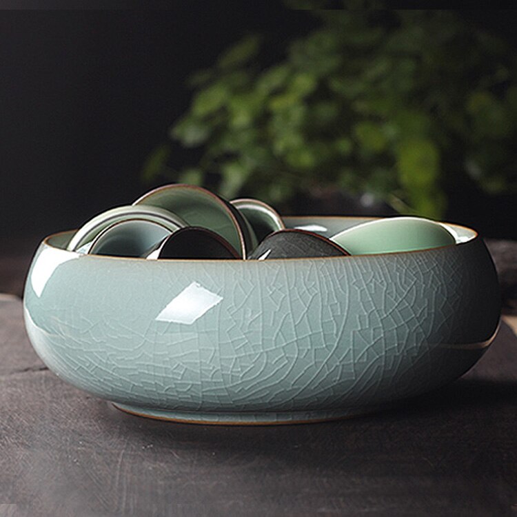 Celadon Tee Washset Keramik Tasse Stift Große Tee Waschen Eis Riss Offene Stück Von Wasser Ceremonia Del Te Haushalts Produkte DH50CX