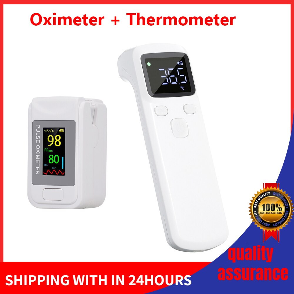 Finger Pulse Oximeter Digital Fingertip Oximeter Blood Oxygen Saturation Meter SPO2 PR Heart Rate Monitor + Infrared Thermometer: Type 13