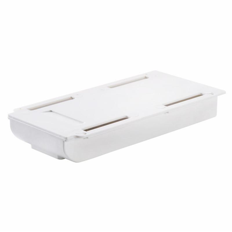 Self Stick Pencil Tray Desk Table Storage Drawer Organizer Box Under Desk Stand Self-adhesive under-drawer storage box organizer: 22x11x3.5cm / white