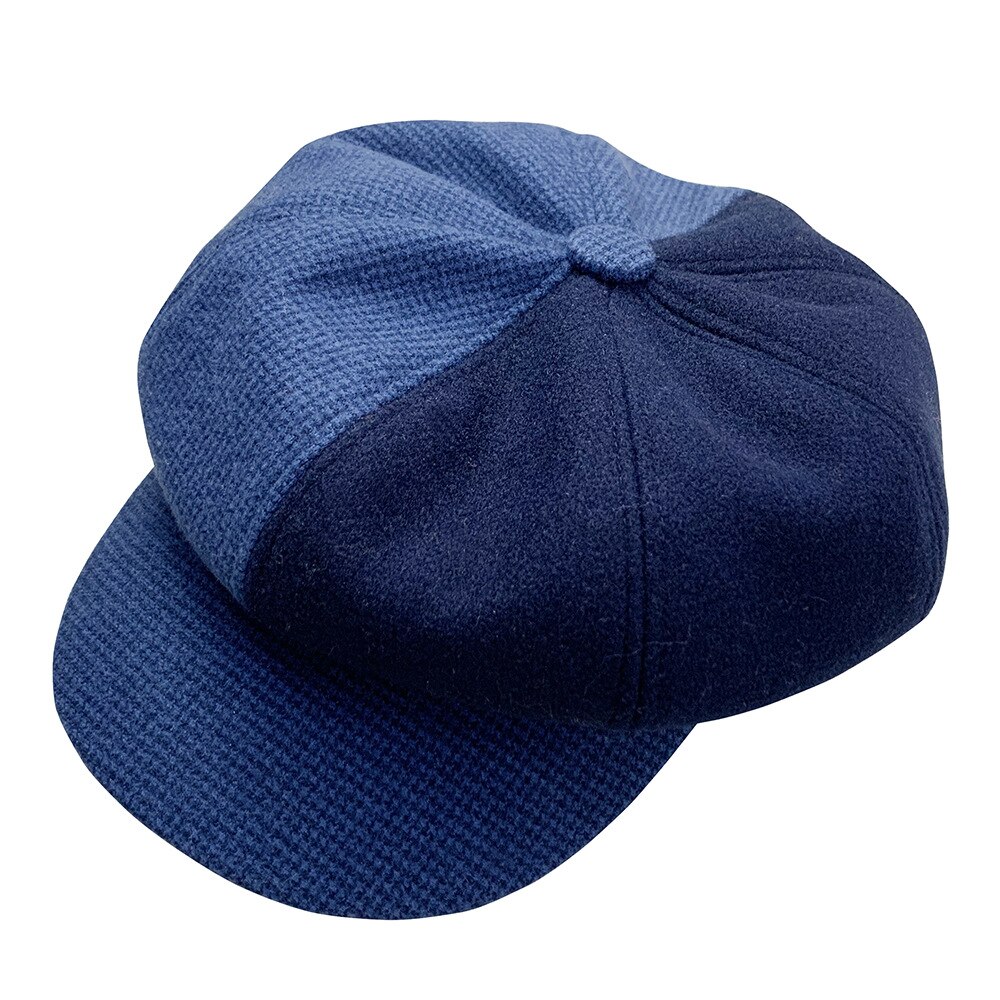 Gorro octogonal de tela de lana de casqueta de tela escocesa de retales boina con estilo coreano
