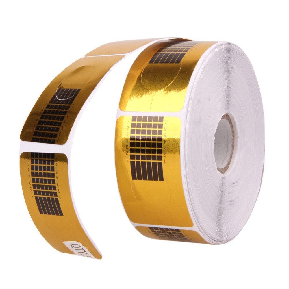 500Pcs Gold Nail Gids Sticker Tape Nail Art Beeldhouwen Uitbreiding Nails Forms Gids Stickers Lijm Acryl Uv Gel Tips vorm