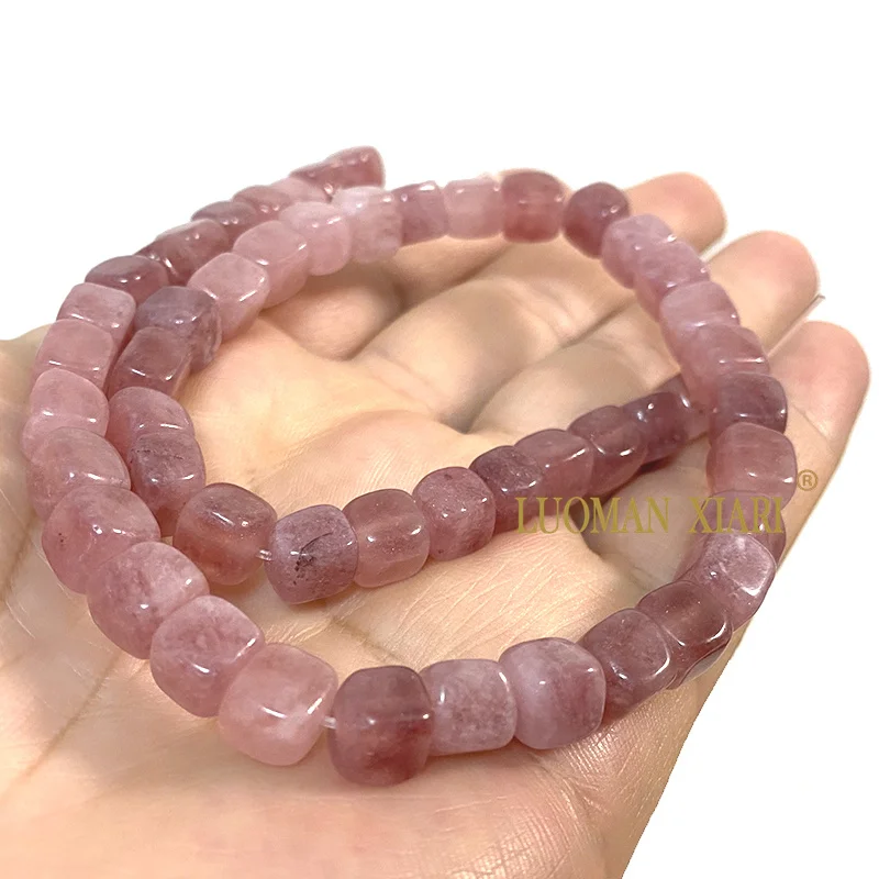 8x8MM Cube Chalcedony Dark Blue Orange Natural Stone Loose Square Spacer Bead for Jewelry Making DIY Bracelet Charms Accessories