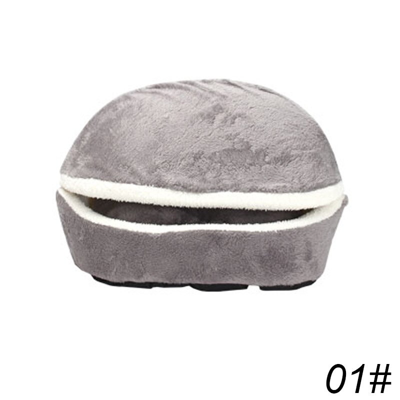 Sac de couchage pour chat, canapés, coussin pour chien, Hamburger, court, en peluche pour petit lit, , pour chiot, coussin pour nid, produits pour animaux domestiques: gray