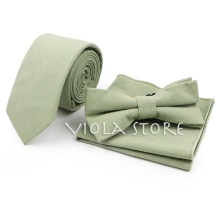 Conjunto de pañuelo de algodón para hombre, corbata de lazo, Color verde claro, rosa, naranja, sólido, 6cm, para boda, , accesorio superior