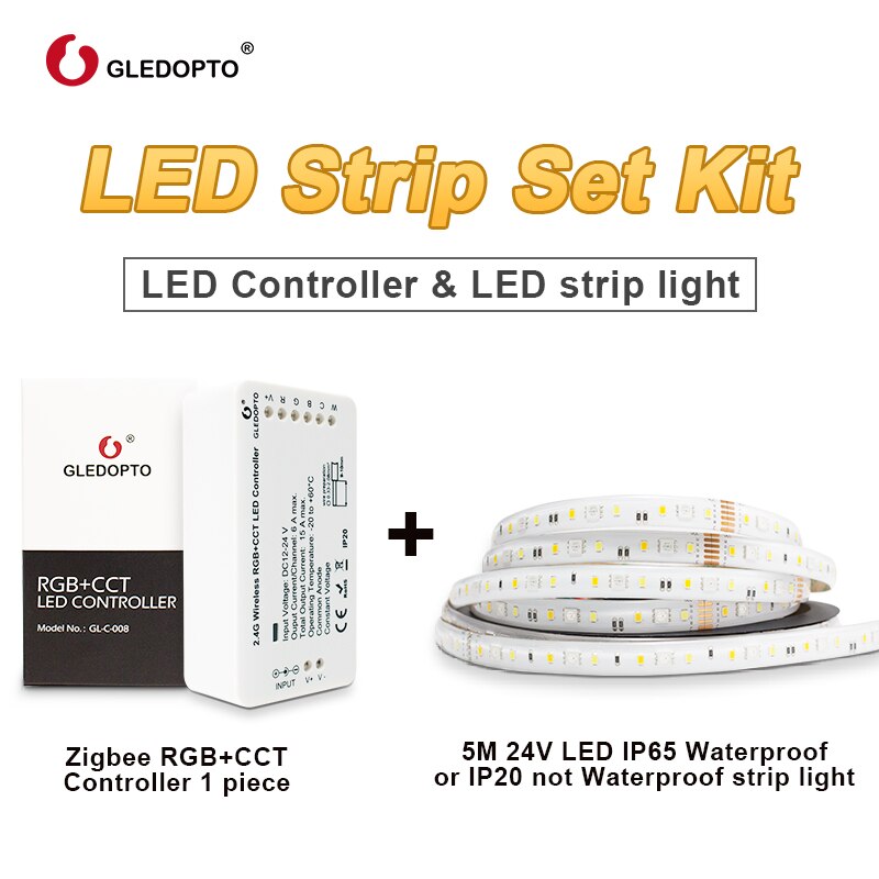 ZigBee Light Link Smart LED Strip Kit RGBCCT Strip Controller for LED Strip Light Work with Echo Plus Alexa Smartthings