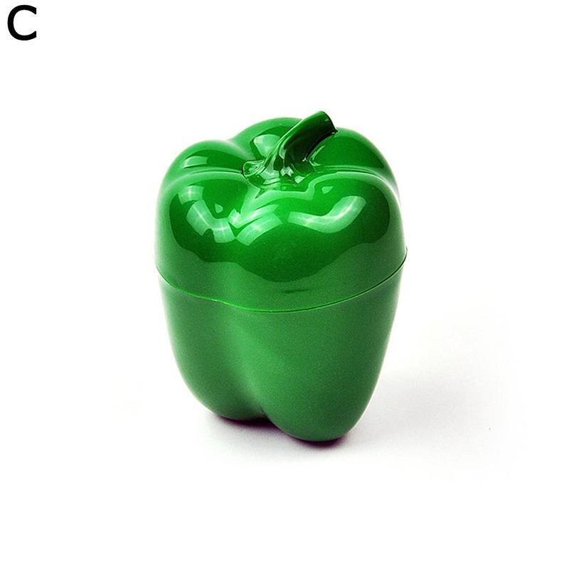 1pc Food Storage Box Plastic Vegetable Shape Fruit Lemon Chili Preservation Sealed Onion Accessories Box Kitchen Tomatoes G N2J8: Green pepper