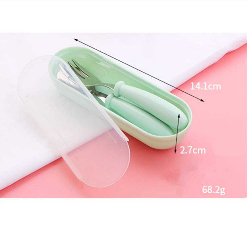 3pcs Children Spoon Forks Box Kids Stainless Steel Kids Cutlery Portable Baby Feeding Utensils Baby Spoons Baby Tableware Set