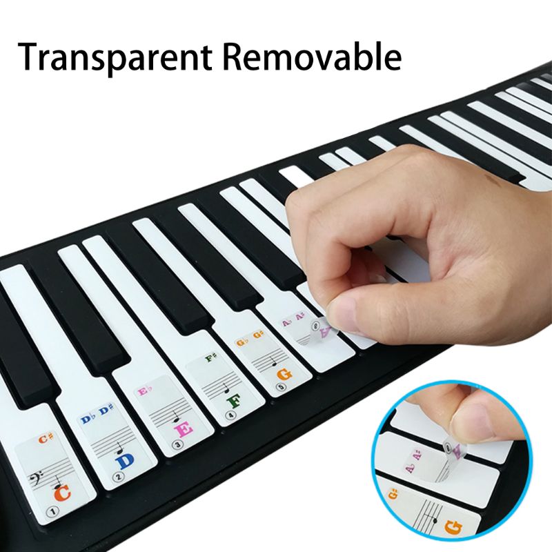 Piano Keyboard Stickers Specially for 61 Key.Colorful Bigger Letter Removable