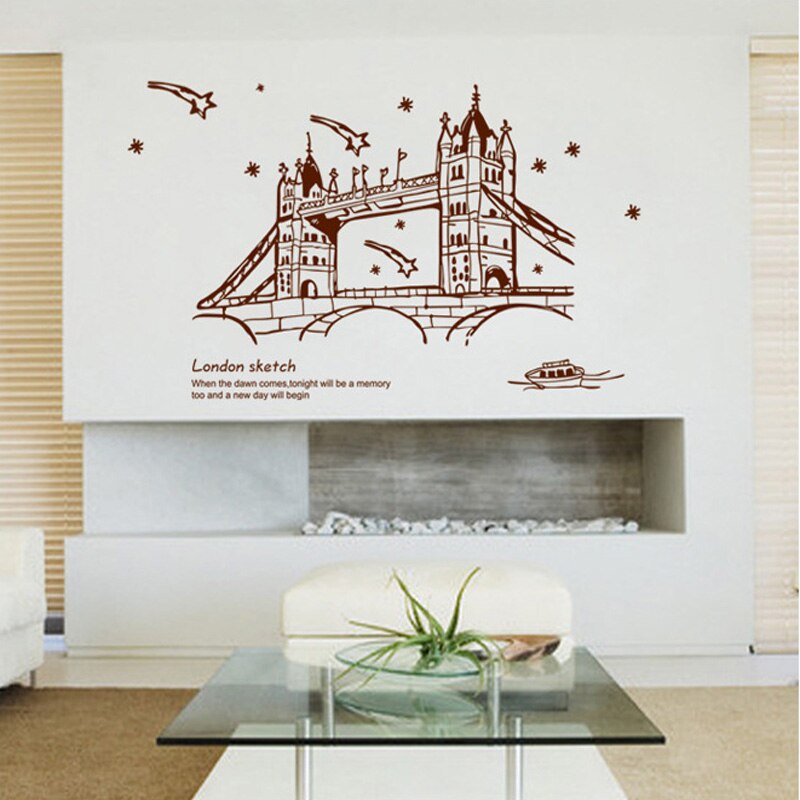 London Wall Decals City Silhouette England Building Vinyl Murals Living Room Office Wall Art Rotterdam Stickers Home Decoration: 7