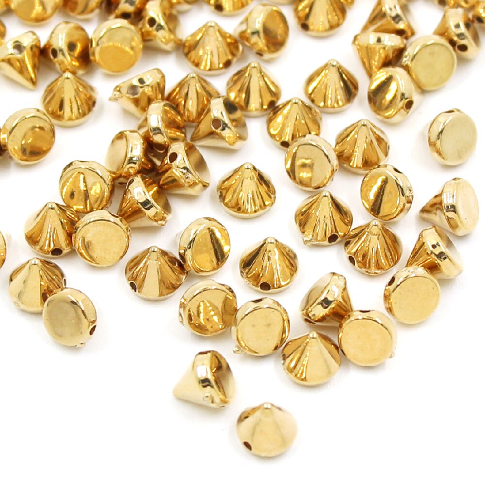 Picos y tachuelas de plástico cónico de 8/10MM, 2 agujeros, para coser, para tela, plata, oro, negro, CCB, remaches de cuero, artesanías Punk para bolsas