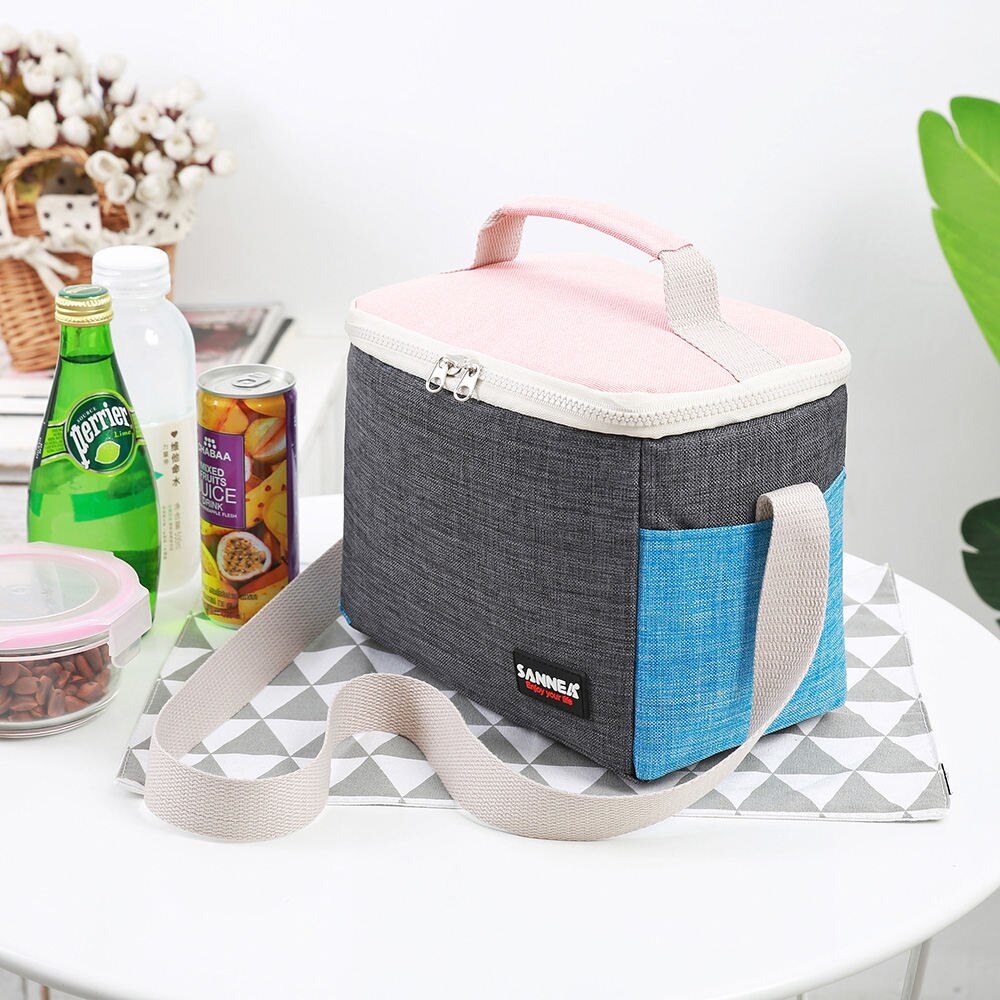 SANNE Lunch Bag Children&#39;s PicnicThermal Carry Food Picnic Cooler Lunch Box Frosted Fabric Portable Multifunction: Color 2