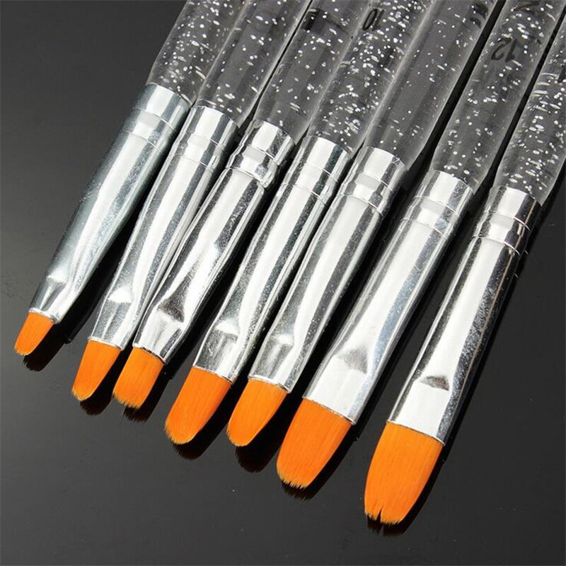 7Pcs Goud Zilver Glitters Handvat Manicure UV Gel Brush Pen Acryl Nail Art Gel Polish Schilderen Tekenen Brush Gereedschap