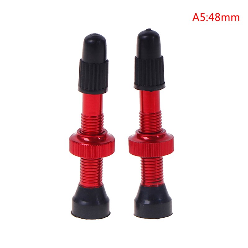 2Pcs/set Bike Tire Air Valve Bike Tubeless Wheel Valve Kit Copper Core Alloy Stem Rubber Base 48mm/60mm: A5