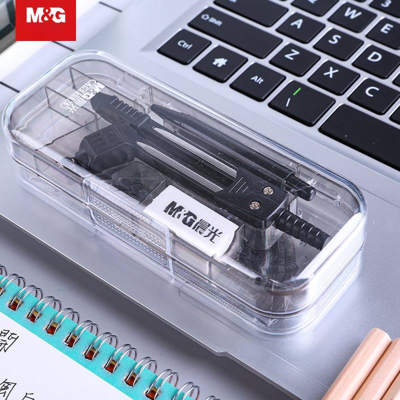 M&G 7-8 pcs/set Protractor Drawing Triangle Eraser Pencil Compasses Box Math Eraser Ruler For Students School Supplies