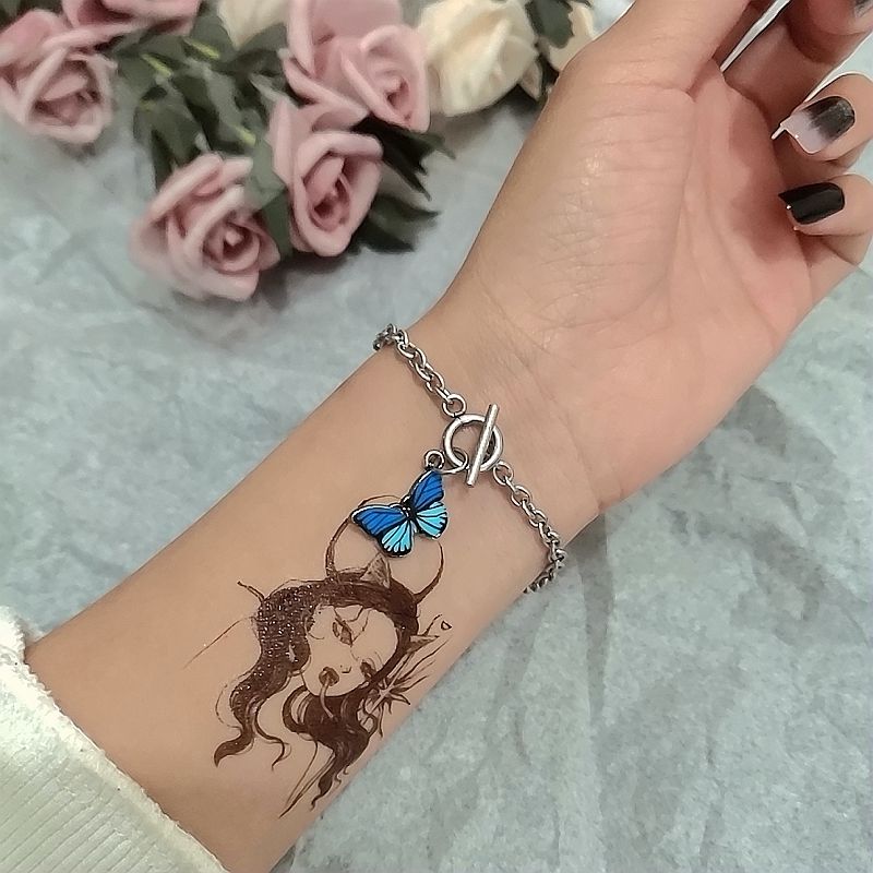 Bracelet pour fille, joli bracelet papillon bleu, style coréen, bijou pour femme