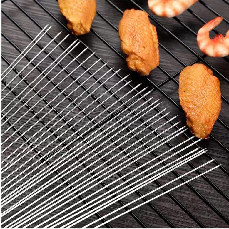 20 pièces acier inoxydable Barbecue Barbecue outils légumes ronds agneau brochettes dog Kebab brochette gadget de cuisine accessoires de cuisine