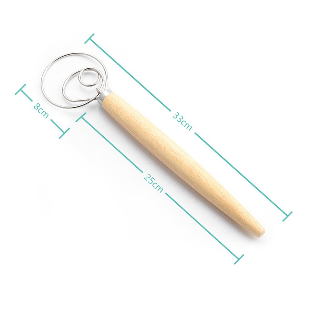 Double Coil/ Single Coil Bread Dough Whisk Mixer Blender Egg Beater 13’’ Wooden Handle Mixer Kitchen Dough Blender Egg Beater