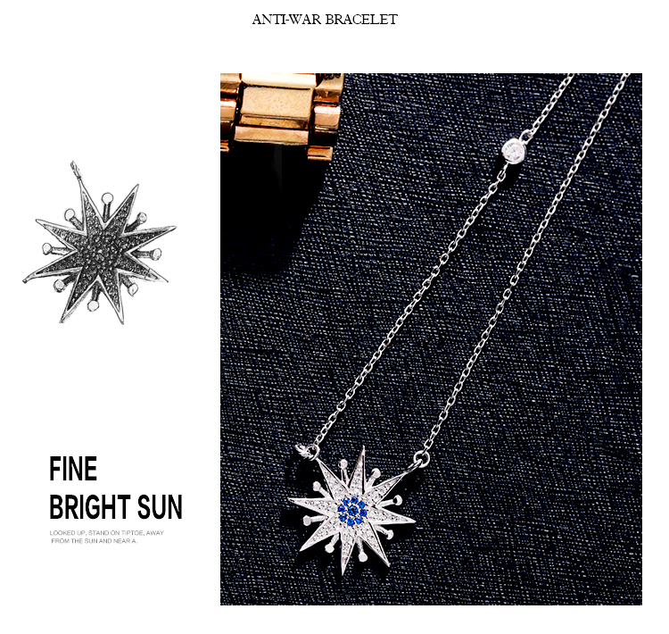 925 Sterling Zilveren Zircon Zon Kettingen Hanger Sterling Zilveren Sieraden Verklaring Voor Vrouwen Bijoux