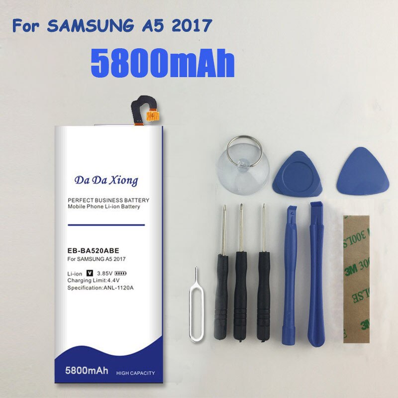 Batería de EB-BA520ABE de 5800mAh para Samsung Galaxy Edition A5, , A520F, SM-A520F de repuesto, herramientas gratuitas