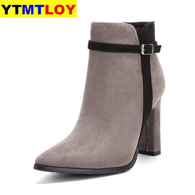 Starke ferse mit kurzen stiefel einzelnen Stiefel kurze röhre flut herbst neue weiche niedrigen ferse quadratischen kopf größe 35-39